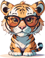 impaurito tigre con occhiali da sole cartone animato portafortuna png