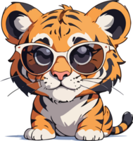 skraj tiger med solglasögon tecknad serie ClipArt png