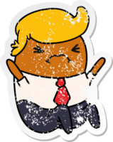 distressed sticker cartoon illustration of a kawaii business man png