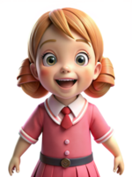 Cheerful Girl in Pink School Uniform 3d image png