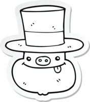 sticker of a cartoon pig wearing top hat png