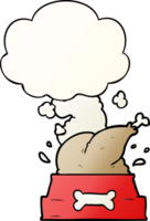 cartone animato cane ciotola con pollo con pensato bolla nel liscio pendenza stile png