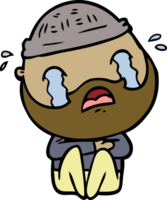 cartoon bearded man crying png