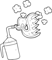 hand drawn black and white cartoon blow torch png