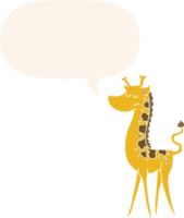 cartoon giraffe with speech bubble in retro style png