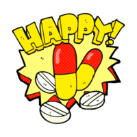 hand drawn cartoon happy pills png