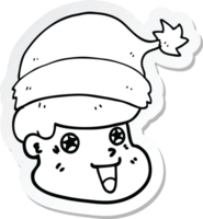 sticker of a cartoon man wearing christmas hat png