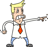 hand drawn cartoon doodle man pointing looking worried png