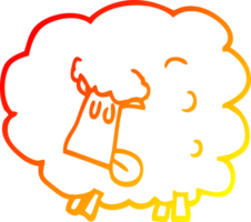 warm gradient line drawing of a cartoon black sheep png