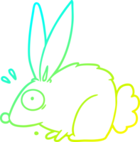 cold gradient line drawing of a cartoon frightened rabbit png