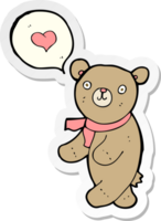 autocollant d'un ours de dessin animé amoureux png