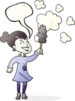 hand drawn speech bubble cartoon zombie woman dusting png