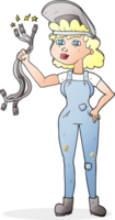 hand drawn cartoon electrician woman png