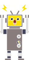 flat color retro cartoon of a broken robot png