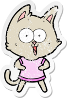 distressed sticker of a funny cartoon cat png