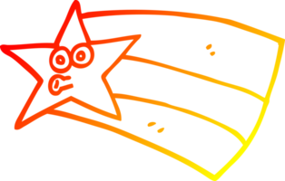 warm gradient line drawing of a cartoon shooting star png