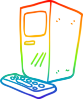 rainbow gradient line drawing of a cartoon computer and keyboard png