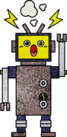 retro grunge texture cartoon of a broken robot png