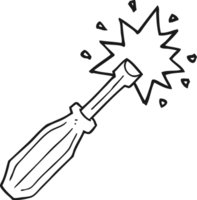 hand drawn black and white cartoon screwdriver png