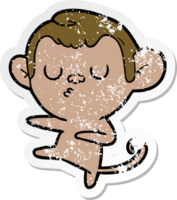 distressed sticker of a cartoon monkey png