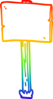 rainbow gradient line drawing of a cartoon sign post png