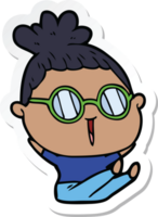 sticker of a cartoon woman wearing spectacles png