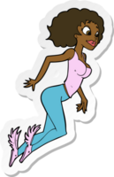 sticker van een cartoon vliegende vrouw png