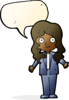 cartoon friendly business woman with speech bubble png