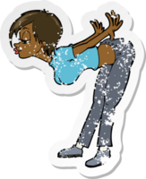 retro distressed sticker of a cartoon sexy woman png