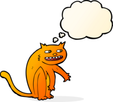 gato feliz de dibujos animados con burbuja de pensamiento png