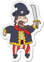 sticker of a cartoon laughing pirate captain png