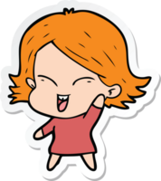 sticker of a happy cartoon girl png