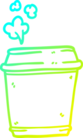 cold gradient line drawing of a cartoon coffee cup png