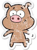 noodlijdende sticker van een happy cartoon varken png