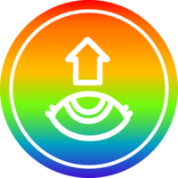 Auge suchen oben kreisförmig Symbol mit Regenbogen Gradient Fertig png