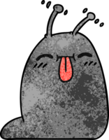 hand drawn textured cartoon of a happy kawaii slug png