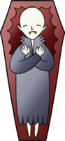 vampire effrayant de dessin animé dans le cercueil png