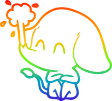 arco iris degradado línea dibujo de un linda dibujos animados elefante escupir agua png