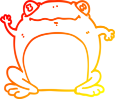 chaud pente ligne dessin de une dessin animé grenouille png