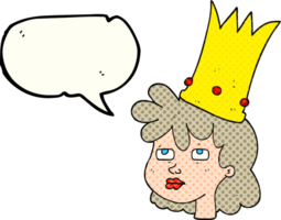 hand drawn comic book speech bubble cartoon queen with crown png