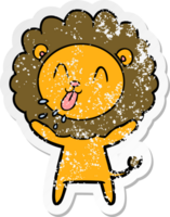 vinheta angustiada de um leão de desenho animado feliz png