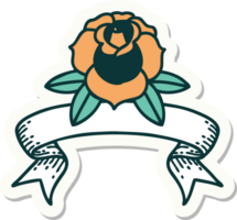 tattoo style sticker with banner of a flower png