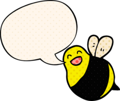 cartoon bee with speech bubble in comic book style png