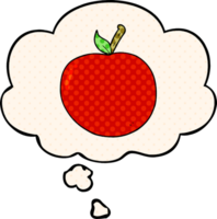 cartoon apple with thought bubble in comic book style png