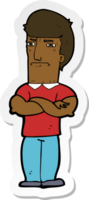 sticker of a cartoon annoyed man with folded arms png
