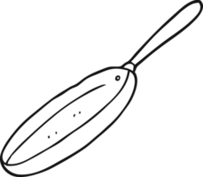 hand drawn black and white cartoon frying pan png