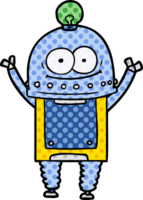 happy carton robot with light bulb png