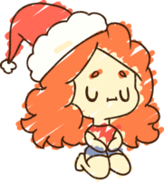 dibujo de tiza de mujer de navidad png