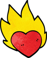 cartoon doodle flaming heart png