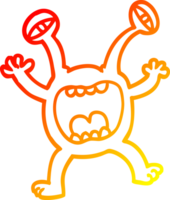 warm gradient line drawing of a cartoon monster png